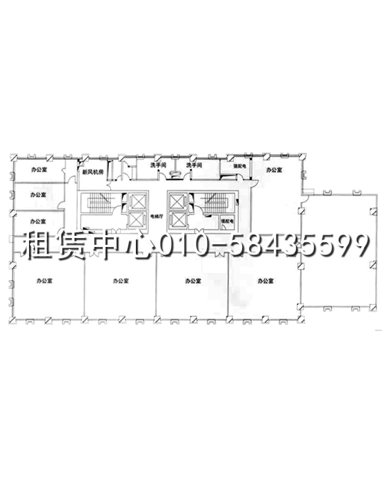 住总大厦标准层平面图